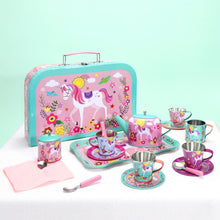 Load image into Gallery viewer, SOKA 18 Pcs Unicorn Metal Tin Kids Teapot Tea Party Set Carry Case Toy Pretend Role Play
