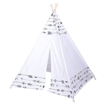 Load image into Gallery viewer, Indian Tent Children Teepee Tent Baby Indoor Dollhouse with Small Coloured Flags roller shade and pocket Arrow Pattern
