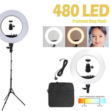 Load image into Gallery viewer, Kshioe 18&quot; LED Ring Lights and 2m Light Stands UK Standard Black
